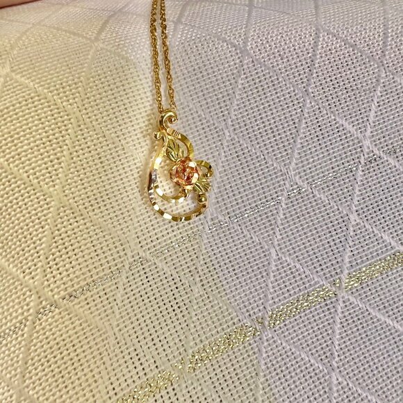 Vintage 10K Gold Black Hills Gold Floral Pendant Necklace,...